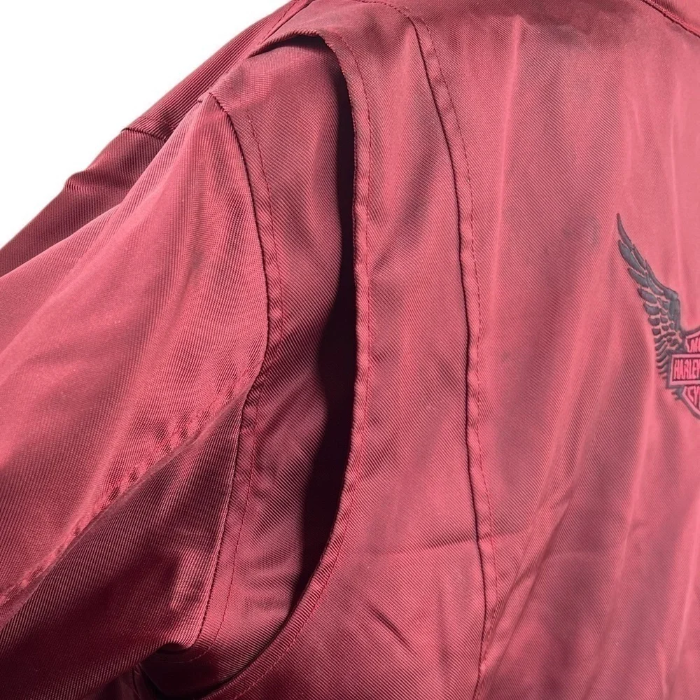 Harley Davidson Women's Burgundy Motorcycle Biker Jacket - Picture 5 of 16